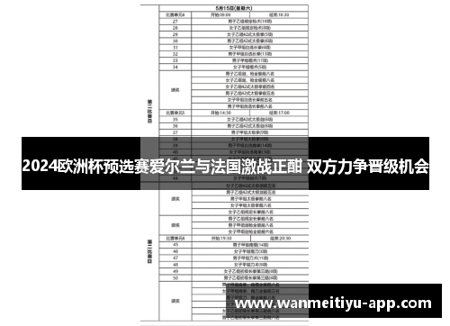 2024欧洲杯预选赛爱尔兰与法国激战正酣 双方力争晋级机会